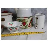 Vintage Enamelware Kitchen Set with Floral Arrangement