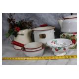 Vintage Enamelware Kitchen Set with Floral Arrangement