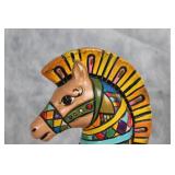 Colorful Hand-Painted Ceramic Horse Sculpture by Rose 1967