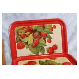 Set of 9 Strawberry Themed Serving Trays with Framed Artwork
