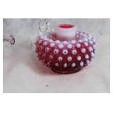 Vintage Glass Centerpiece Set with Flower Design and Candle Holder