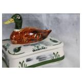 Vintage Blue Ridge China Hand-Painted Duck Ceramic Trinket Box