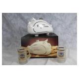 Harley-Davidson Hog Cookie Jar and Mason City Iowa Mug Set