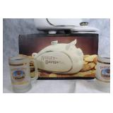 Harley-Davidson Hog Cookie Jar and Mason City Iowa Mug Set