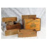 Collection of 7 Vintage Cheese Boxes and Crates