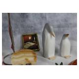 Assorted Collectibles Including Musical Carousel Horse and Hand-Painted Porcelain Bear