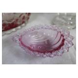 Set of 4 Decorative Glass and Ceramic Rose-Themed Vases and Dishes