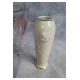 Set of 4 Decorative Glass and Ceramic Rose-Themed Vases and Dishes