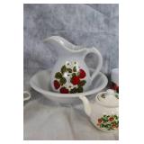 Vintage Strawberry-Themed Porcelain Tea Set Collection