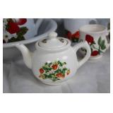Vintage Strawberry-Themed Porcelain Tea Set Collection