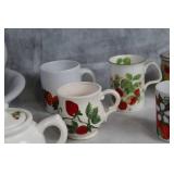 Vintage Strawberry-Themed Porcelain Tea Set Collection
