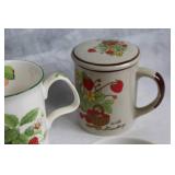 Vintage Strawberry-Themed Porcelain Tea Set Collection