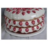 Strawberry Cake-Themed Ceramic Teapot and Cake Platter Set