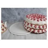Strawberry Cake-Themed Ceramic Teapot and Cake Platter Set