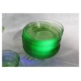 Vintage Depression Glass Tea Set with Uranium Green Glow - 23 Pieces