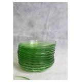 Vintage Depression Glass Tea Set with Uranium Green Glow - 23 Pieces