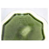 Vintage Majolica Leaf Patterned Cake Stand with Strawberry Accents