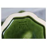 Vintage Majolica Leaf Patterned Cake Stand with Strawberry Accents