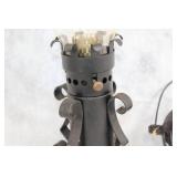 Vintage Iron Oil Lamp with Protective Holder