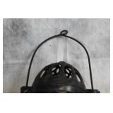 Vintage Iron Oil Lamp with Protective Holder