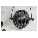 Vintage Iron Oil Lamp with Protective Holder