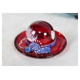 Handmade Fenton Glass Collection: 1 Bowl and 2 Candle Holders