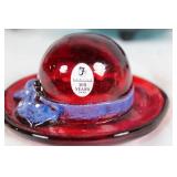 Handmade Fenton Glass Collection: 1 Bowl and 2 Candle Holders