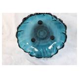 Handmade Fenton Glass Collection: 1 Bowl and 2 Candle Holders