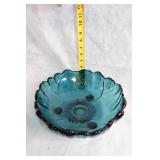 Handmade Fenton Glass Collection: 1 Bowl and 2 Candle Holders