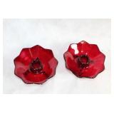 Handmade Fenton Glass Collection: 1 Bowl and 2 Candle Holders