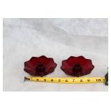 Handmade Fenton Glass Collection: 1 Bowl and 2 Candle Holders