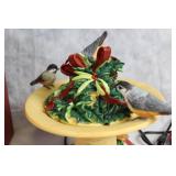 Christmas Bird Bath Fountain with Holiday Decor