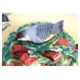 Christmas Bird Bath Fountain with Holiday Decor