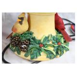 Christmas Bird Bath Fountain with Holiday Decor