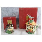 Lenox Winter Greetings Chickadee Sugar Bowl and Teapot Set