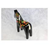 Swedish Handcrafted Black Dala Horse by Grannas with Floral Design