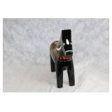 Swedish Handcrafted Black Dala Horse by Grannas with Floral Design