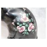 Vintage Black Piggy Bank with Floral Design