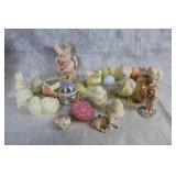 Assorted Easter Decorations Set with Ceramic Figures and Decorative Eggs