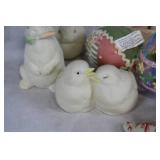 Assorted Easter Decorations Set with Ceramic Figures and Decorative Eggs