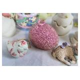 Assorted Easter Decorations Set with Ceramic Figures and Decorative Eggs