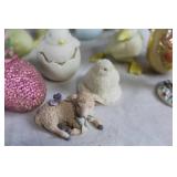 Assorted Easter Decorations Set with Ceramic Figures and Decorative Eggs