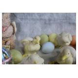 Assorted Easter Decorations Set with Ceramic Figures and Decorative Eggs