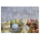 Assorted Easter Decorations Set with Ceramic Figures and Decorative Eggs