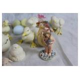 Assorted Easter Decorations Set with Ceramic Figures and Decorative Eggs