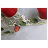 Decorative Strawberry-Themed Basket, Bowl, and Candle Holder Set