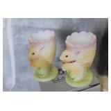 Collection of Easter Decor: Fenton Votive Holders, Glass Eggs, Plush Rabbit, Ceramic Bunny