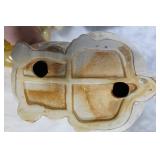 Collection of Easter Decor: Fenton Votive Holders, Glass Eggs, Plush Rabbit, Ceramic Bunny