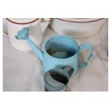 Vintage Enamelware Kitchen Set with Red Trim, 13 Pieces