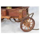 Vintage Wooden Covered Wagon Lamp with Red Canvas Cover
